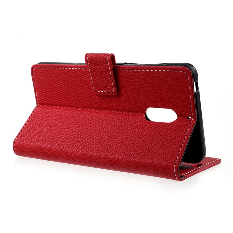 Cross Texture Wallet Leather Phone Case with Stand for Nokia 6 - Red-4