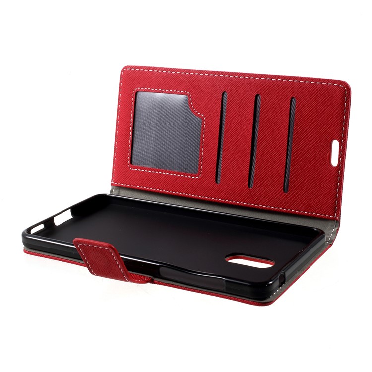 Cross Texture Wallet Leather Phone Case with Stand for Nokia 6 - Red-6