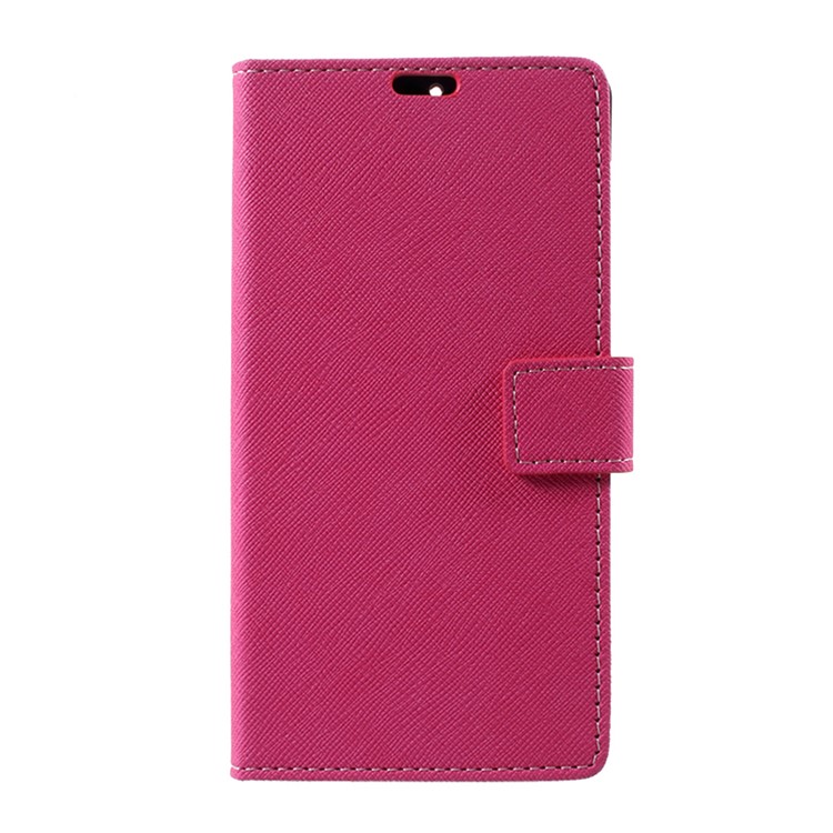 Cross Texture Wallet Stand Leather Case Accessory for Nokia 6 - Rose-1