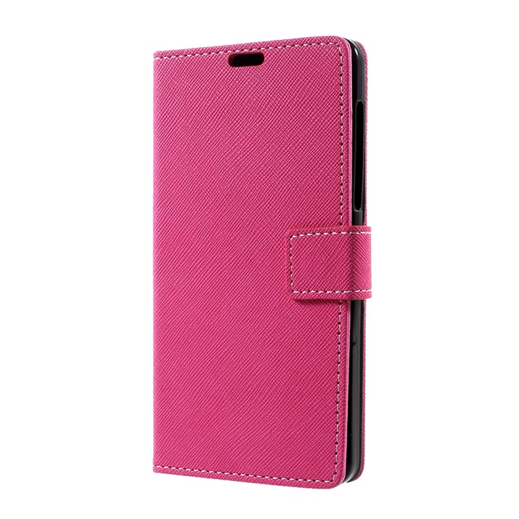 Cross Texture Wallet Stand Leather Case Accessory for Nokia 6 - Rose-2