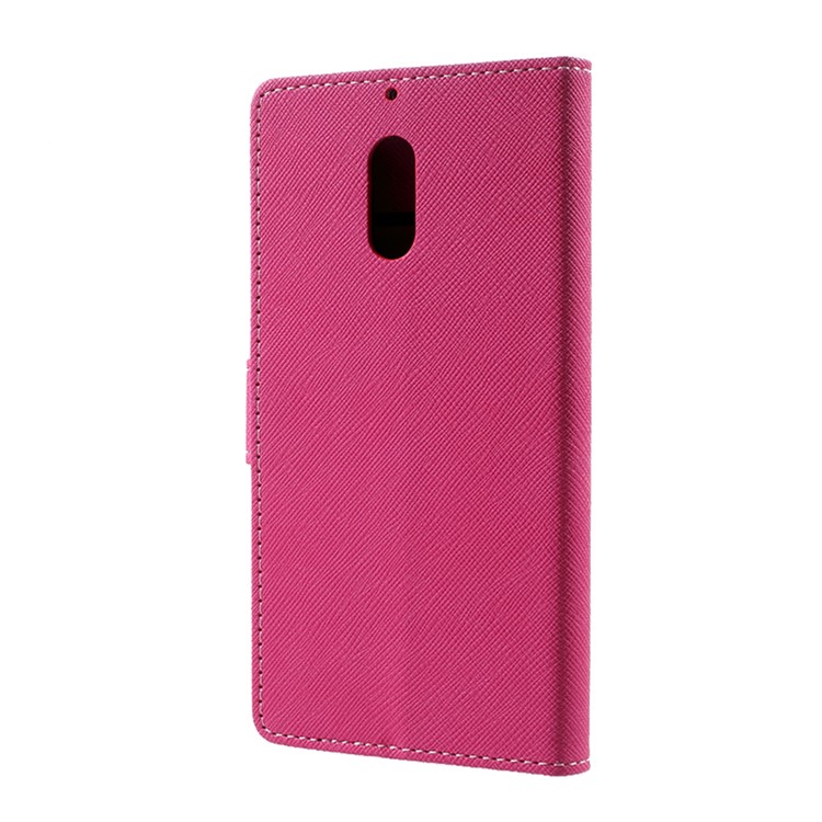 Cross Texture Wallet Stand Leather Case Accessory for Nokia 6 - Rose-3