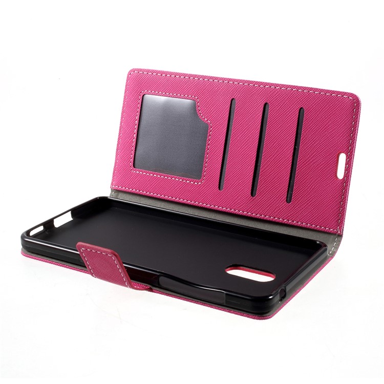 Cross Texture Wallet Stand Leather Case Accessory for Nokia 6 - Rose-6