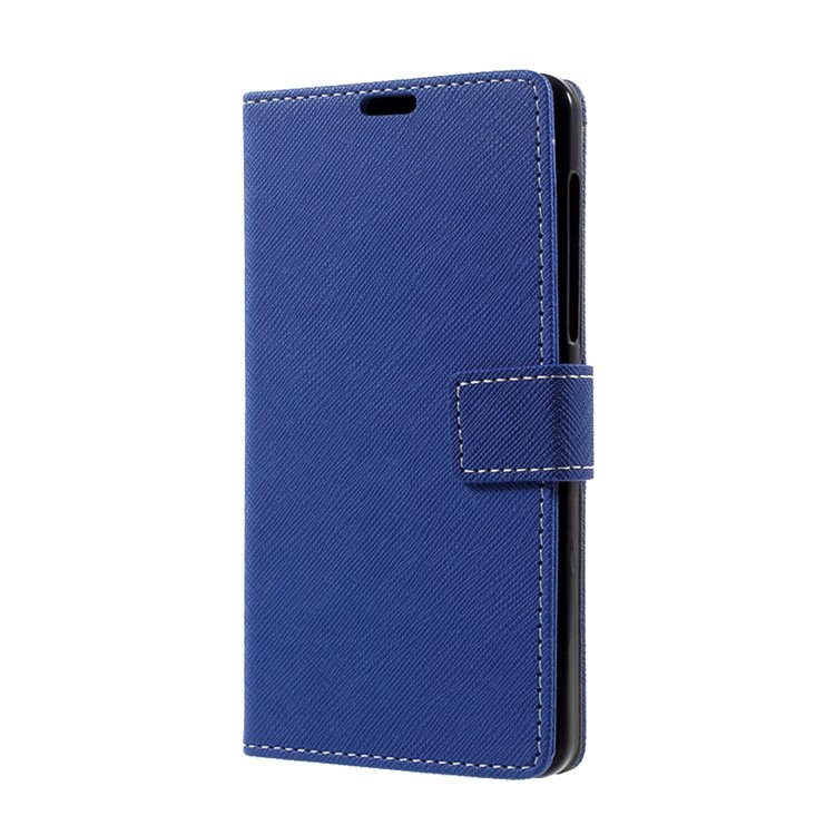 For Nokia 6 Cross Texture Wallet Leather Mobile Phone Cover Stand - Blue-2