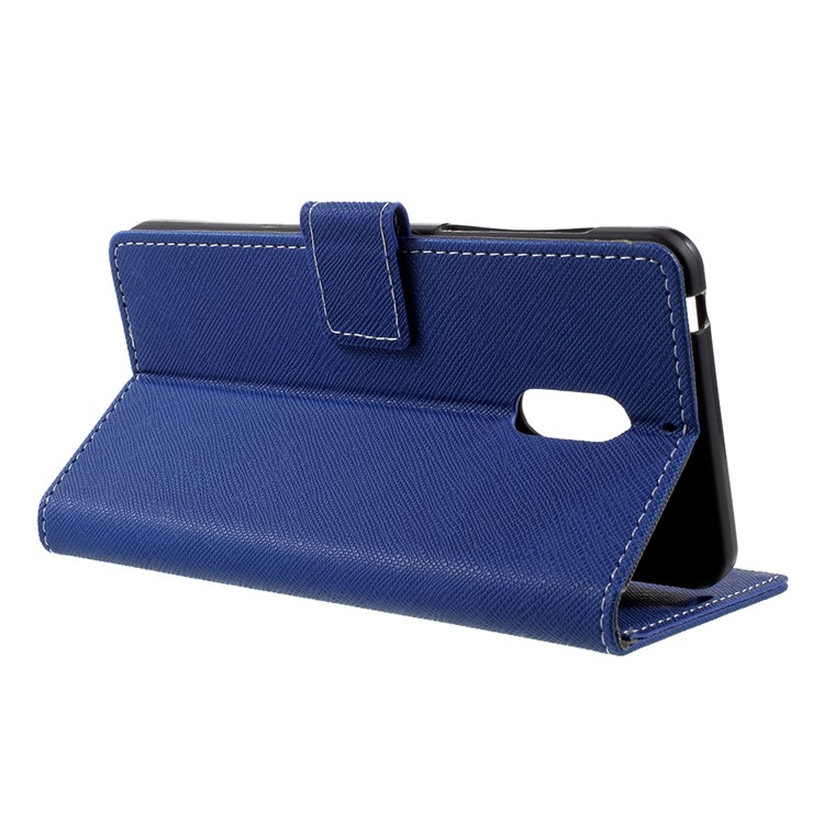 For Nokia 6 Cross Texture Wallet Leather Mobile Phone Cover Stand - Blue-4