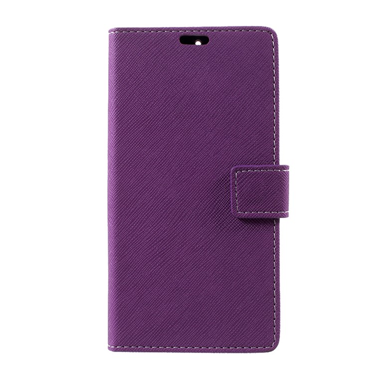 Cross Texture Wallet Stand Leather Protective Case for Nokia 6 - Purple-1