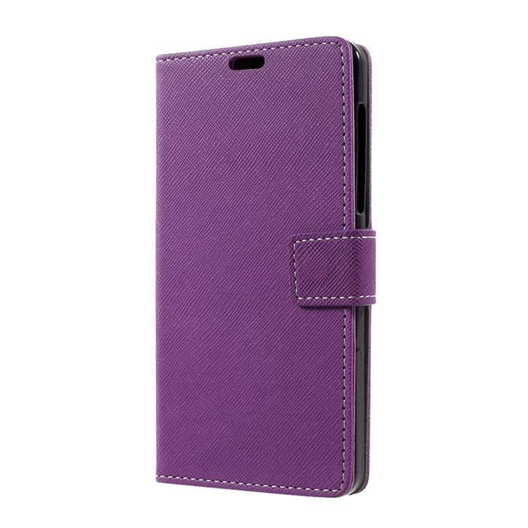 Cross Texture Wallet Stand Leather Protective Case for Nokia 6 - Purple-2