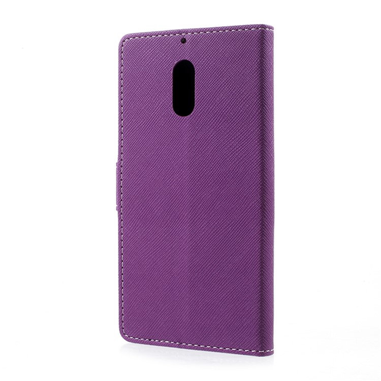 Cross Texture Wallet Stand Leather Protective Case for Nokia 6 - Purple-3