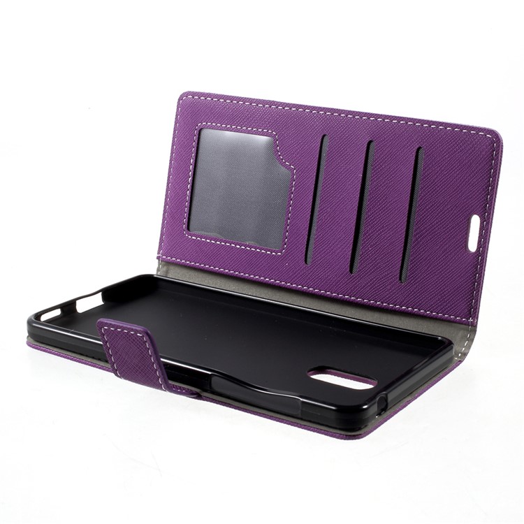Cross Texture Wallet Stand Leather Protective Case for Nokia 6 - Purple-6