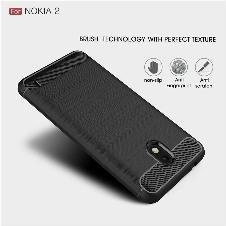 50PCS/Lot Carbon Fibre Brushed TPU Case for Nokia 2 - Black-3