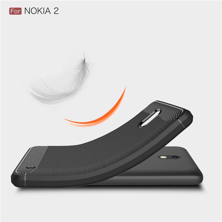 50PCS/Lot Carbon Fibre Brushed TPU Case for Nokia 2 - Black-7