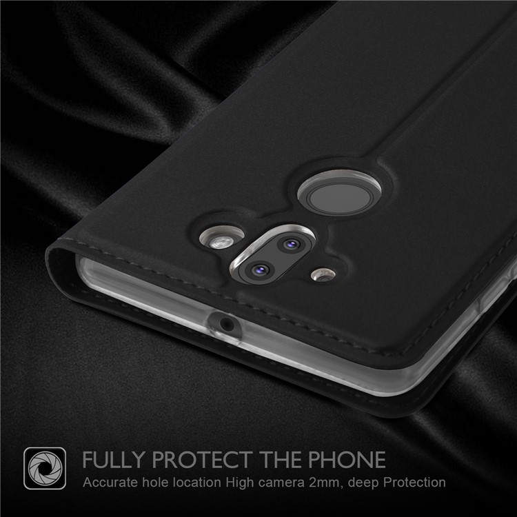 Auto-absorbed Leather Card Holder Case with Stand for Nokia 8 Sirocco / Nokia 9 - Black-3
