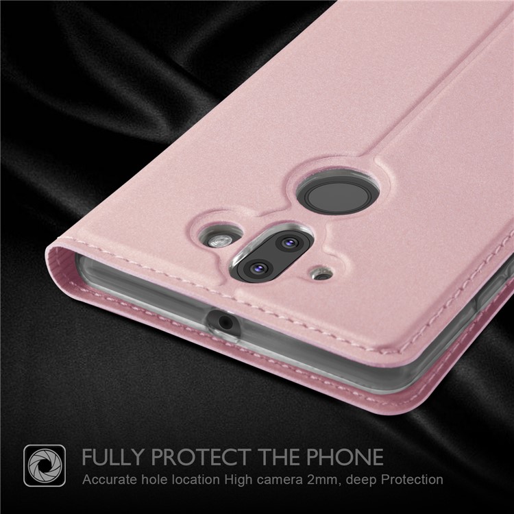 Auto-absorbed Leather Card Holder Shell with Stand for Nokia 8 Sirocco / Nokia 9 - Rose Gold-2