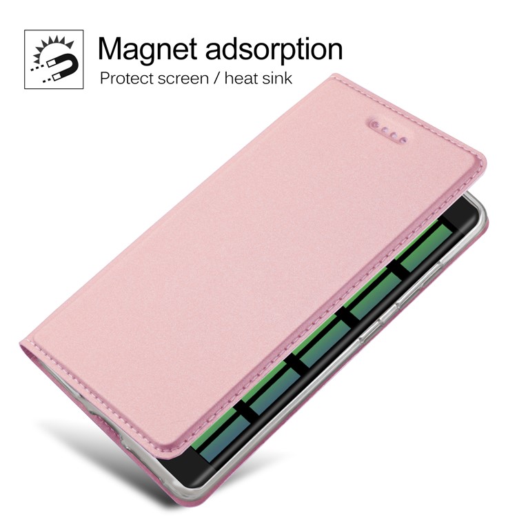 Auto-absorbed Leather Card Holder Shell with Stand for Nokia 8 Sirocco / Nokia 9 - Rose Gold-3