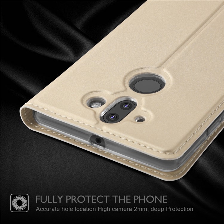 Auto-absorbed PU Leather Card Holder Case with Stand for Nokia 8 Sirocco / Nokia 9 - Gold-2