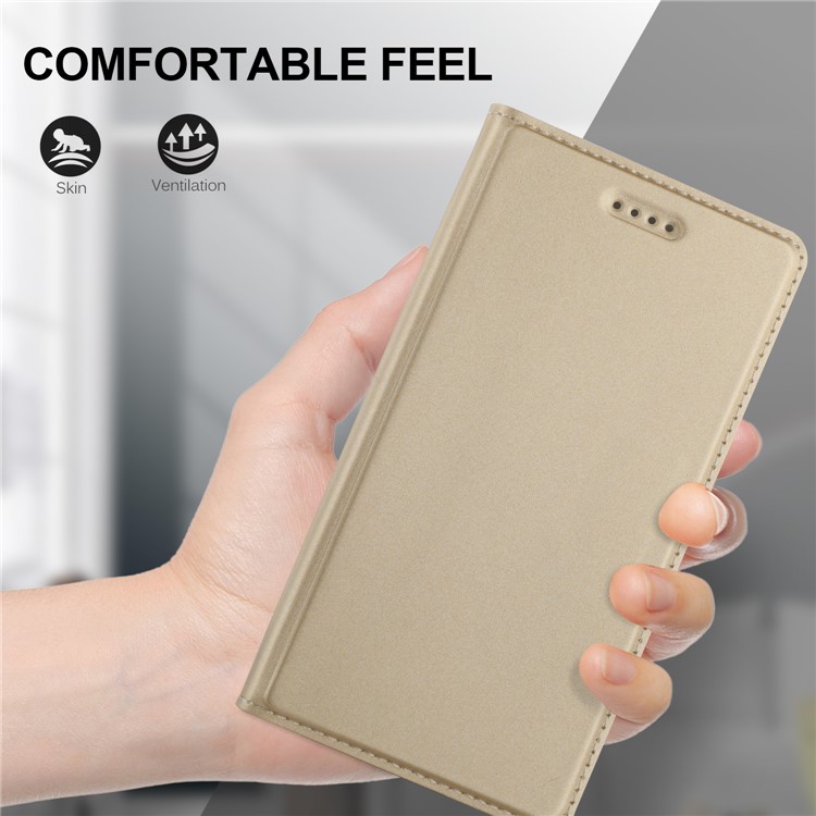 Auto-absorbed PU Leather Card Holder Case with Stand for Nokia 8 Sirocco / Nokia 9 - Gold-4