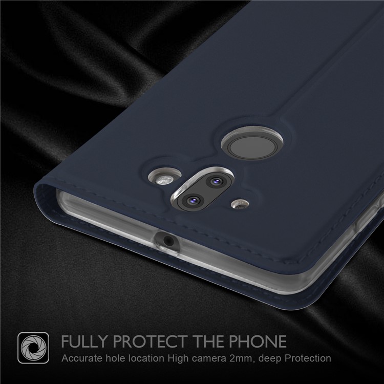 Auto-absorbed Leather Folio Case with Stand for Nokia 8 Sirocco / Nokia 9 - Dark Blue-2