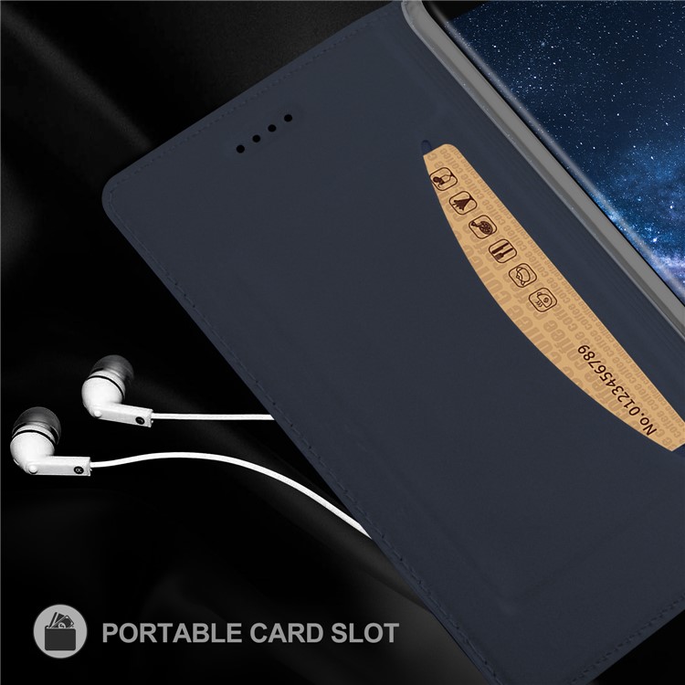 Auto-absorbed Leather Folio Case with Stand for Nokia 8 Sirocco / Nokia 9 - Dark Blue-7
