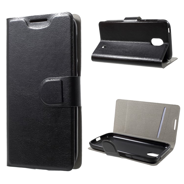 Crazy Horse Leather Stand Case for Nokia 1 - Black-1