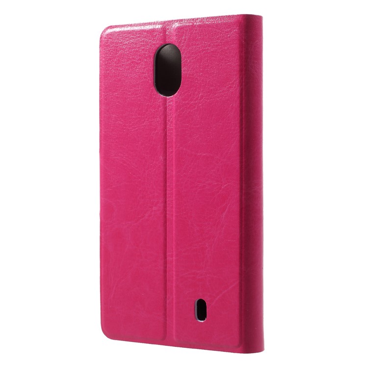 Crazy Horse Leather Stand Cover for Nokia 1 - Rose-2