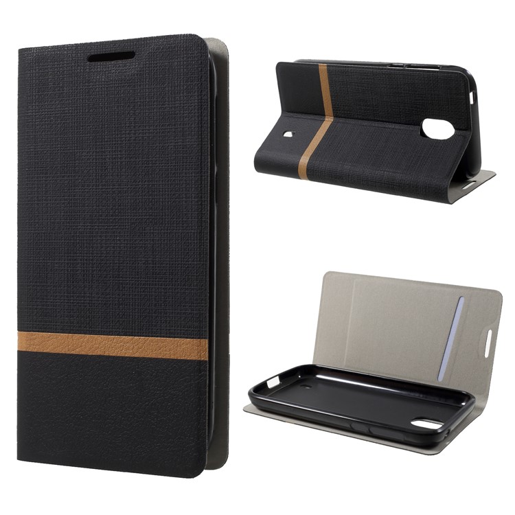 Cross Pattern Leather Card Holder Phone Case (Built-in Steel Sheet) for Nokia 1 - Black-1