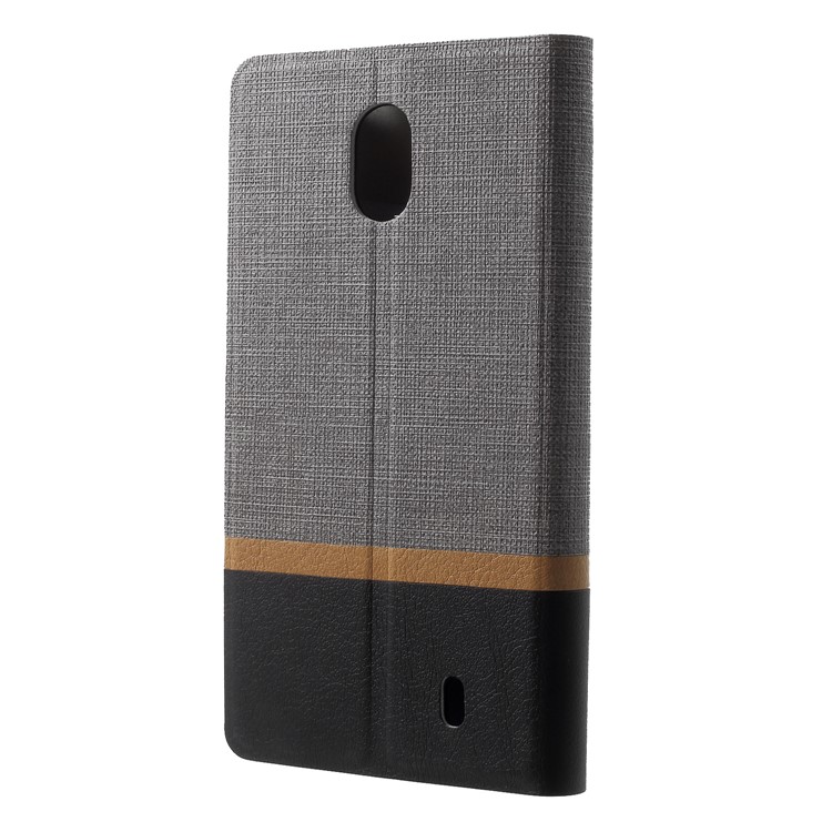 Cross Pattern Leather Card Holder Phone Casing (Built-in Steel Sheet) for Nokia 1 - Grey-2