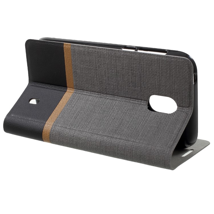 Cross Pattern Leather Card Holder Phone Casing (Built-in Steel Sheet) for Nokia 1 - Grey-4