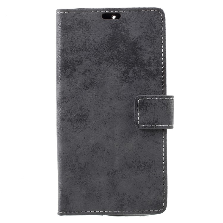 Retro Style Leather Wallet Mobile Phone Cover for Nokia 6 - Grey-2