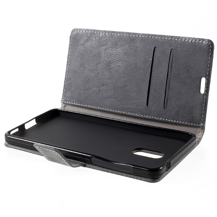 Retro Style Leather Wallet Mobile Phone Cover for Nokia 6 - Grey-9