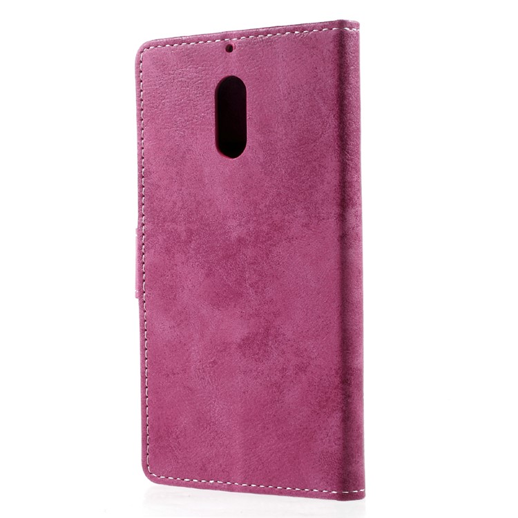 Vintage Style Leather Case Wallet Phone Case for Nokia 6 - Rose-3