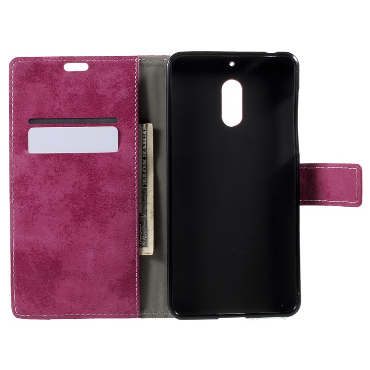 Vintage Style Leather Case Wallet Phone Case for Nokia 6 - Rose-5