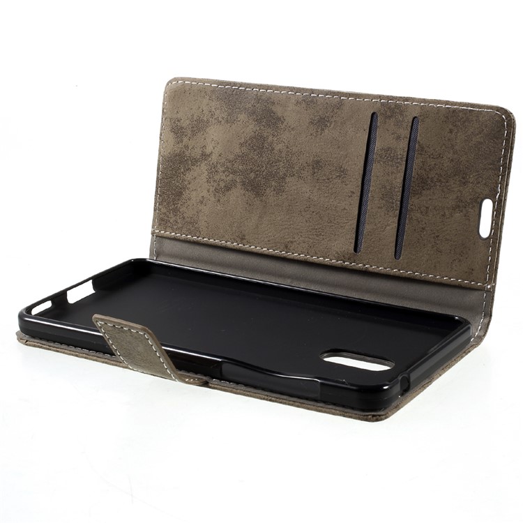 Retro Style Mobile Case Leather Wallet Stand Cover for Nokia 6 - Khaki-6