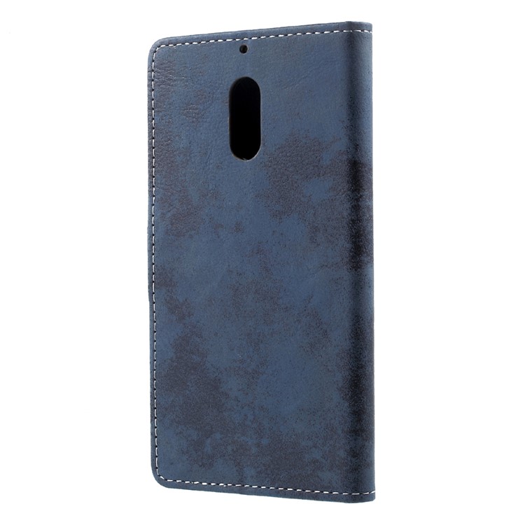 Vintage Style PU Leather Stand Shell with Card Slots for Nokia 6 - Blue-3