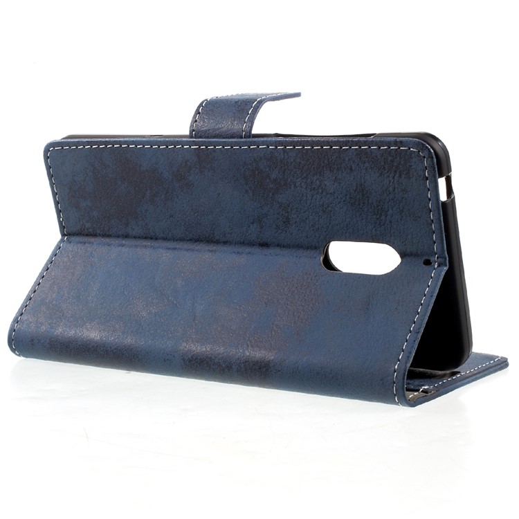 Vintage Style PU Leather Stand Shell with Card Slots for Nokia 6 - Blue-4