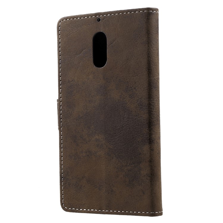 For Nokia 6 Retro Style Magnetic Leather Wallet Mobile Phone Shell - Coffee-3