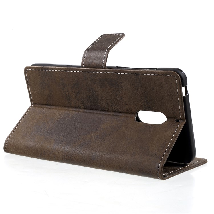 For Nokia 6 Retro Style Magnetic Leather Wallet Mobile Phone Shell - Coffee-4