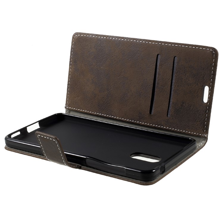 For Nokia 6 Retro Style Magnetic Leather Wallet Mobile Phone Shell - Coffee-6