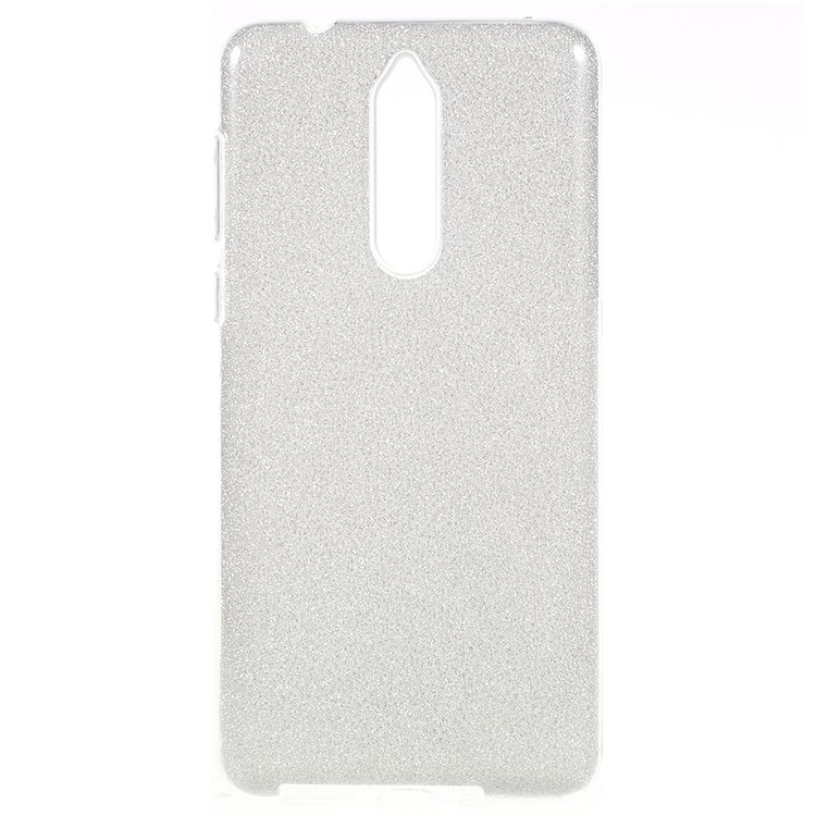 3-in-1 Glittery Powder Paper TPU + PC Hybrid Cover for Nokia 8 - Silver-2