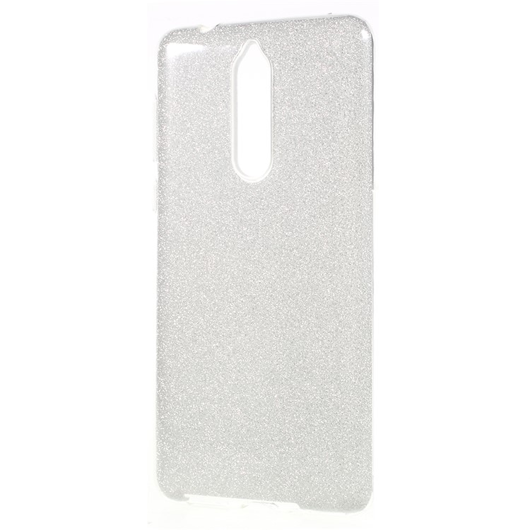 3-in-1 Glittery Powder Paper TPU + PC Hybrid Cover for Nokia 8 - Silver-3