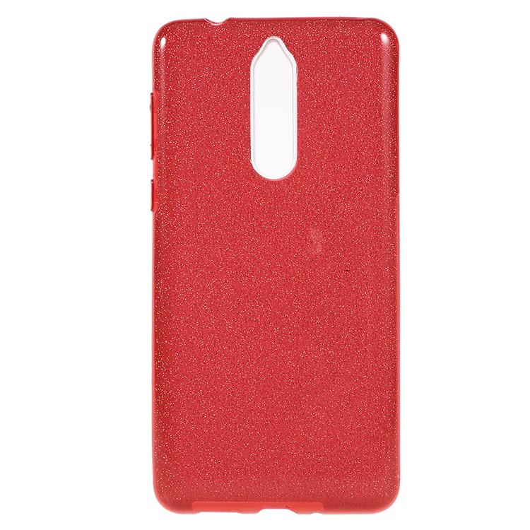 3-in-1 Glittery Powder Paper TPU + PC Hybrid Shell for Nokia 8 - Red-2