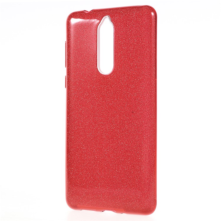 3-in-1 Glittery Powder Paper TPU + PC Hybrid Shell for Nokia 8 - Red-3
