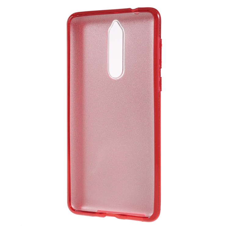 3-in-1 Glittery Powder Paper TPU + PC Hybrid Shell for Nokia 8 - Red-4