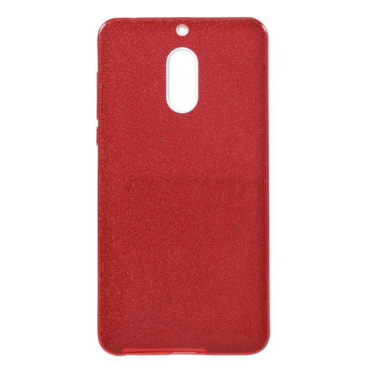 3-in-1 Glittery Powder Paper TPU + PC Hybrid Case for Nokia 6.1 (5.5-inch) - Red-1