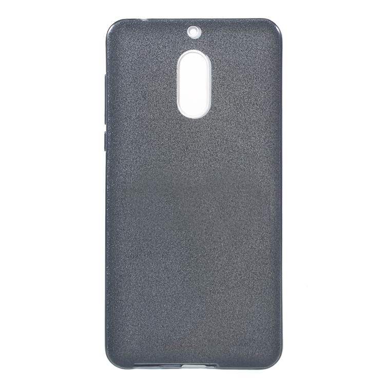 3-in-1 Glittery Powder Paper TPU + PC Hybrid Cover for Nokia 6.1 (5.5-inch) - Black-1