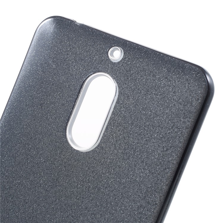3-in-1 Glittery Powder Paper TPU + PC Hybrid Cover for Nokia 6.1 (5.5-inch) - Black-4