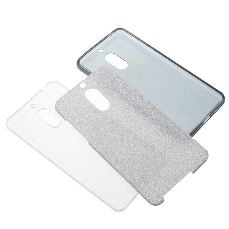 3-in-1 Glittery Powder Paper TPU + PC Hybrid Cover for Nokia 6.1 (5.5-inch) - Black-6