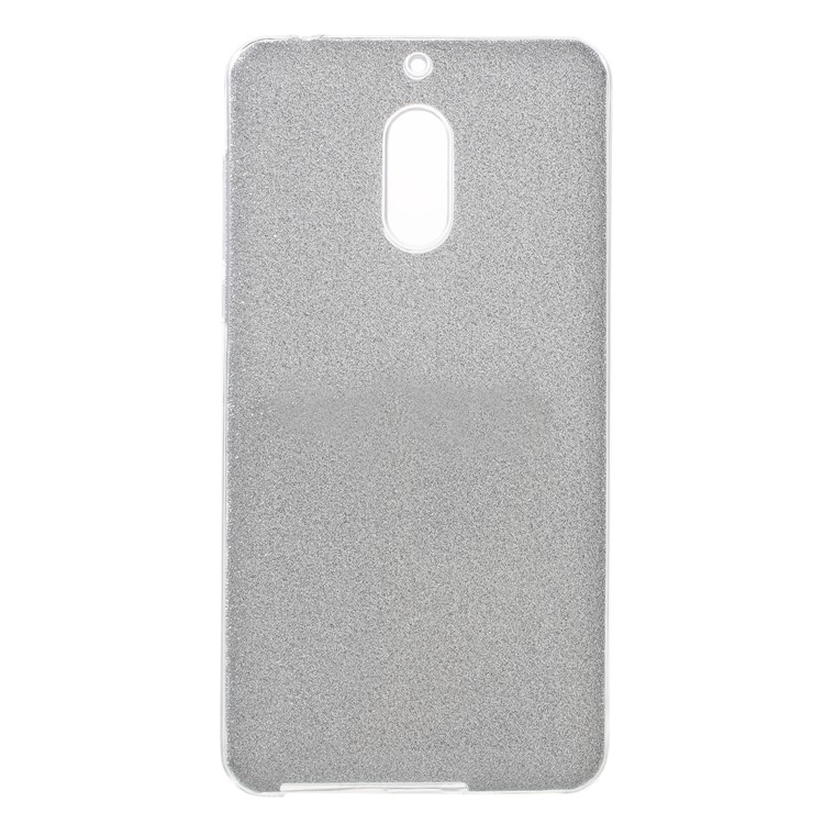 3-in-1 Glittery Powder Paper TPU + PC Hybrid Mobile Case for Nokia 6.1 (5.5-inch) - Silver-1