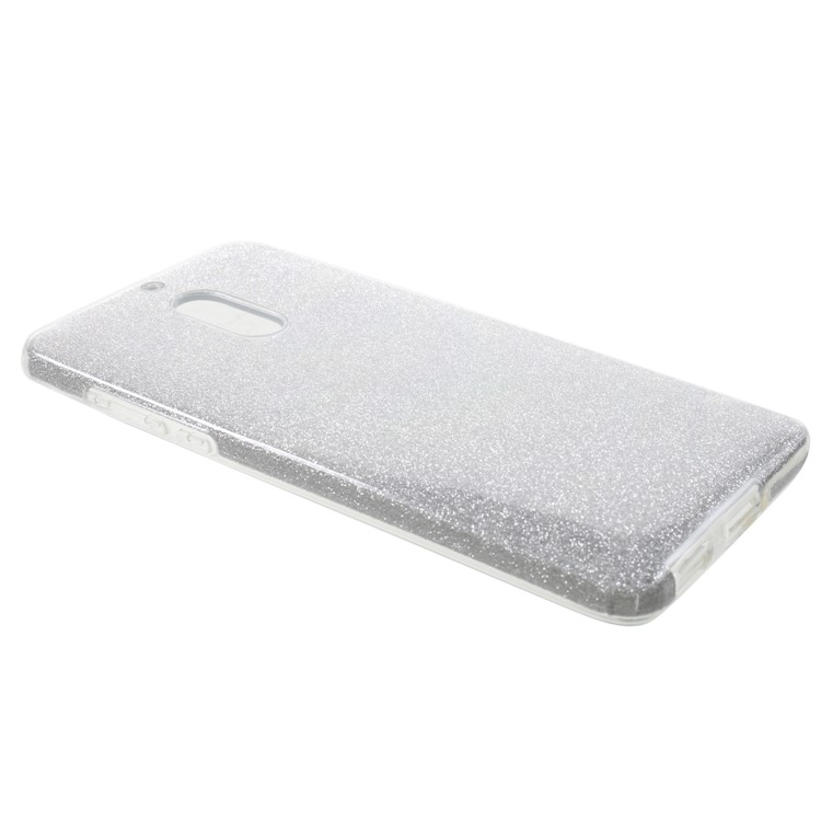 3-in-1 Glittery Powder Paper TPU + PC Hybrid Mobile Case for Nokia 6.1 (5.5-inch) - Silver-3