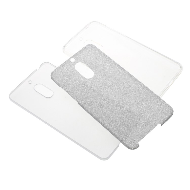 3-in-1 Glittery Powder Paper TPU + PC Hybrid Mobile Case for Nokia 6.1 (5.5-inch) - Silver-4