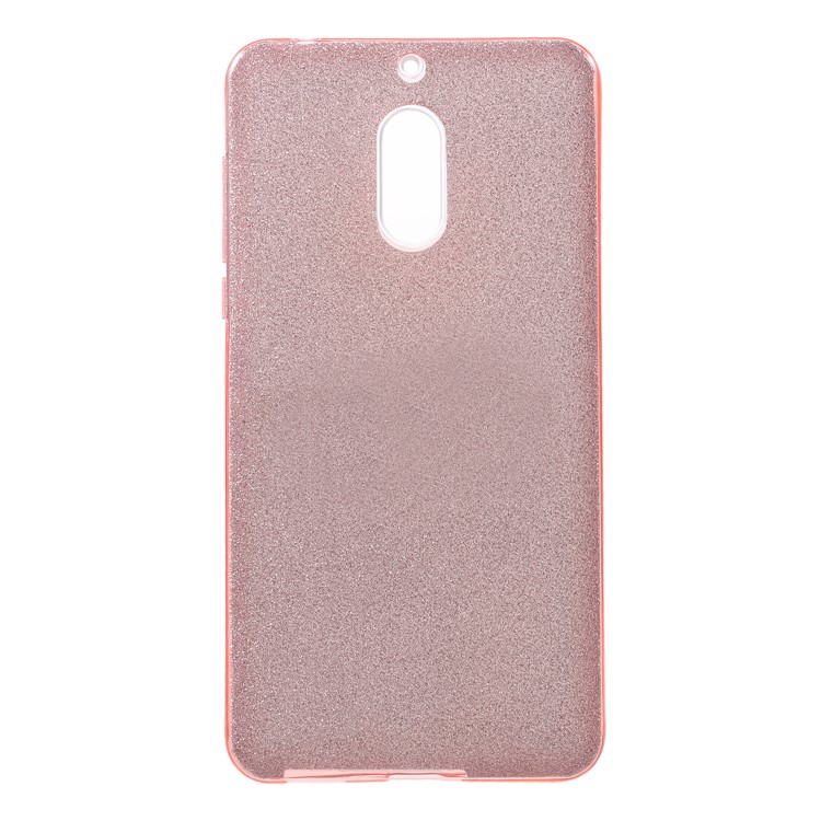 3-in-1 Glittery Powder Paper TPU + PC Combo Phone Cover for Nokia 6.1 (5.5-inch) - Pink-1