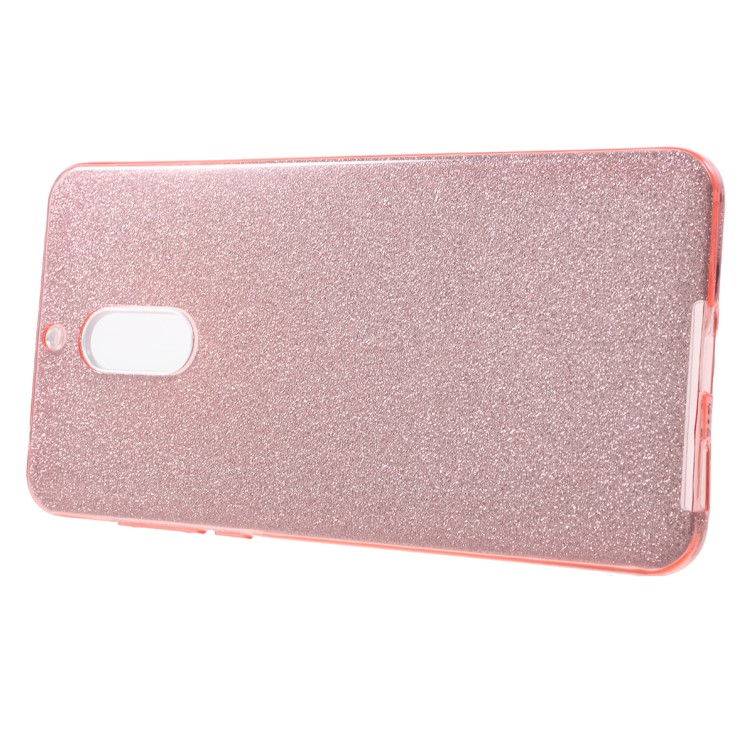 3-in-1 Glittery Powder Paper TPU + PC Combo Phone Cover for Nokia 6.1 (5.5-inch) - Pink-2